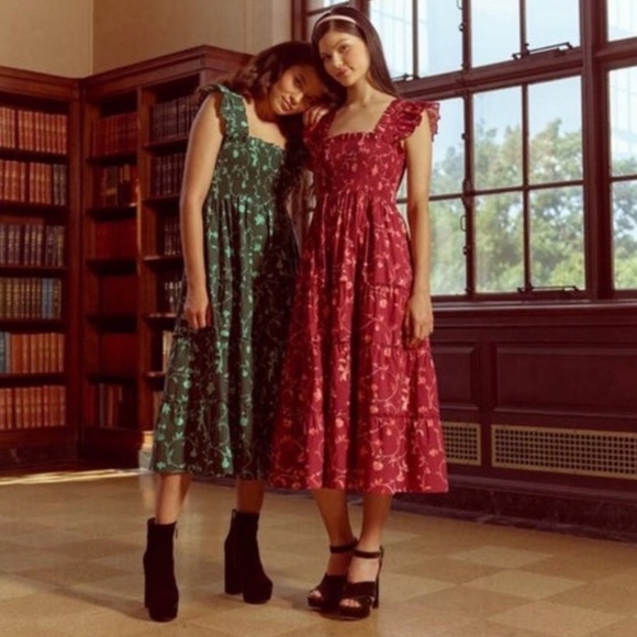 NWT HILL HOUSE Ellie Nap Dress Burgundy Botanical - Picture 2 of 15